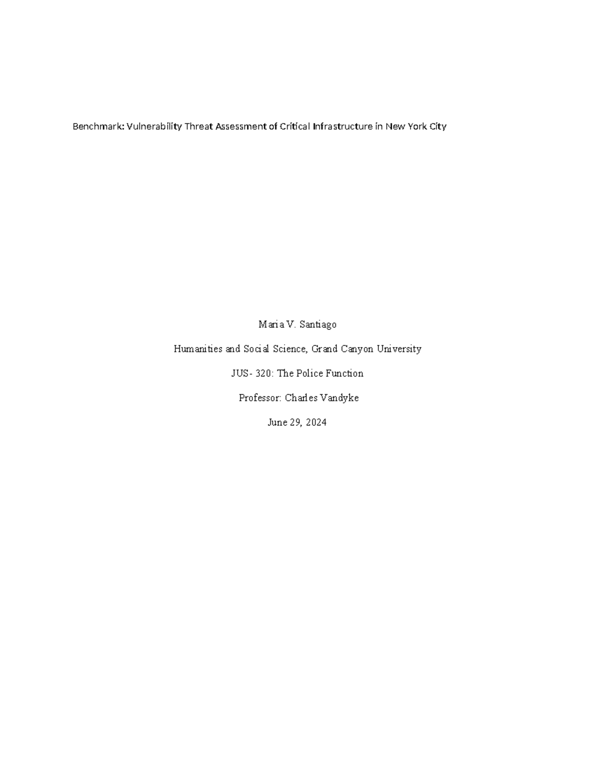 Vulnerability Threat Assessment of Critical Infrastructure in New York ...