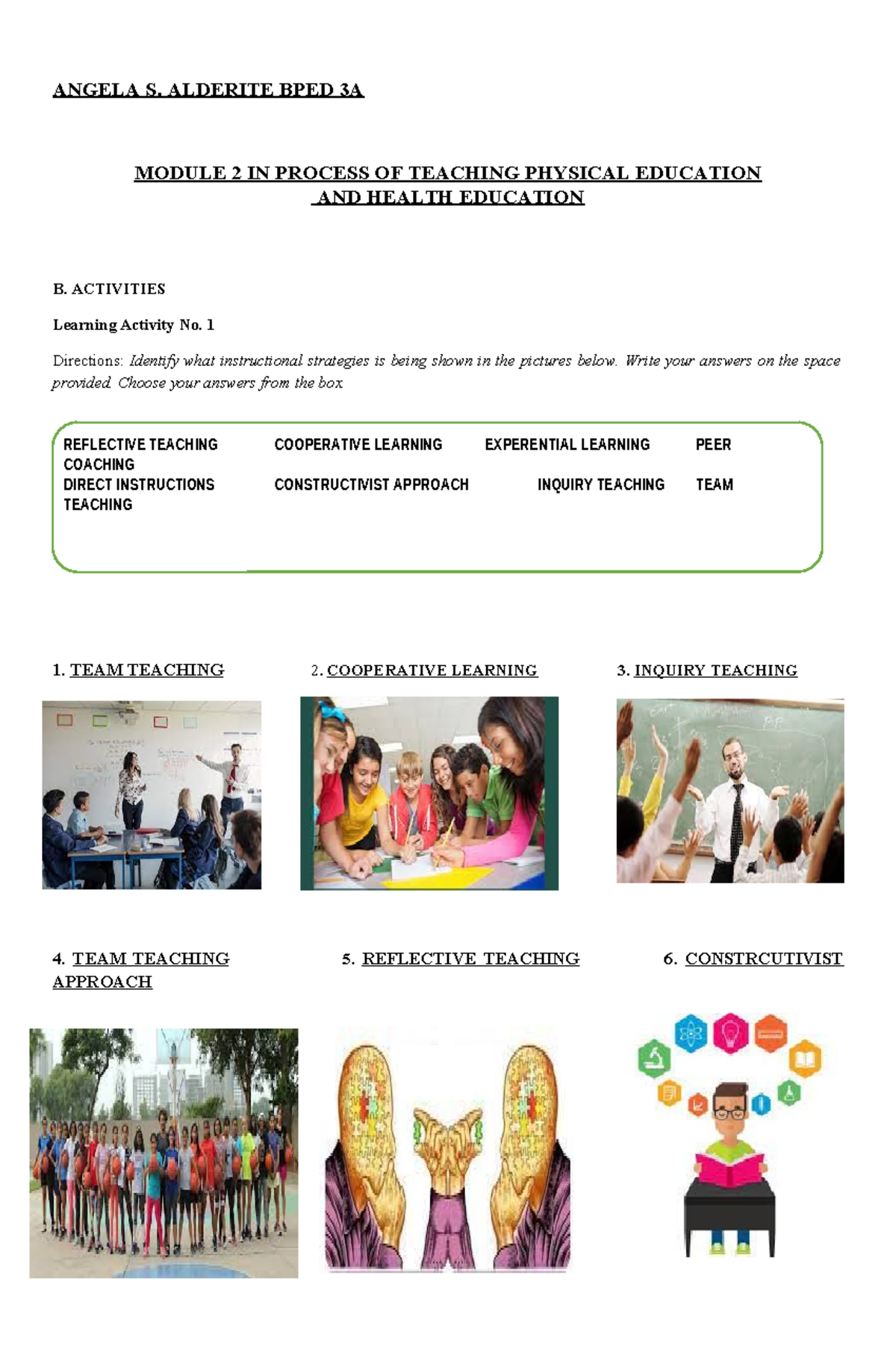 Angela- Process-2 - ANGELA S. ALDERITE BPED 3A MODULE 2 IN PROCESS OF ...