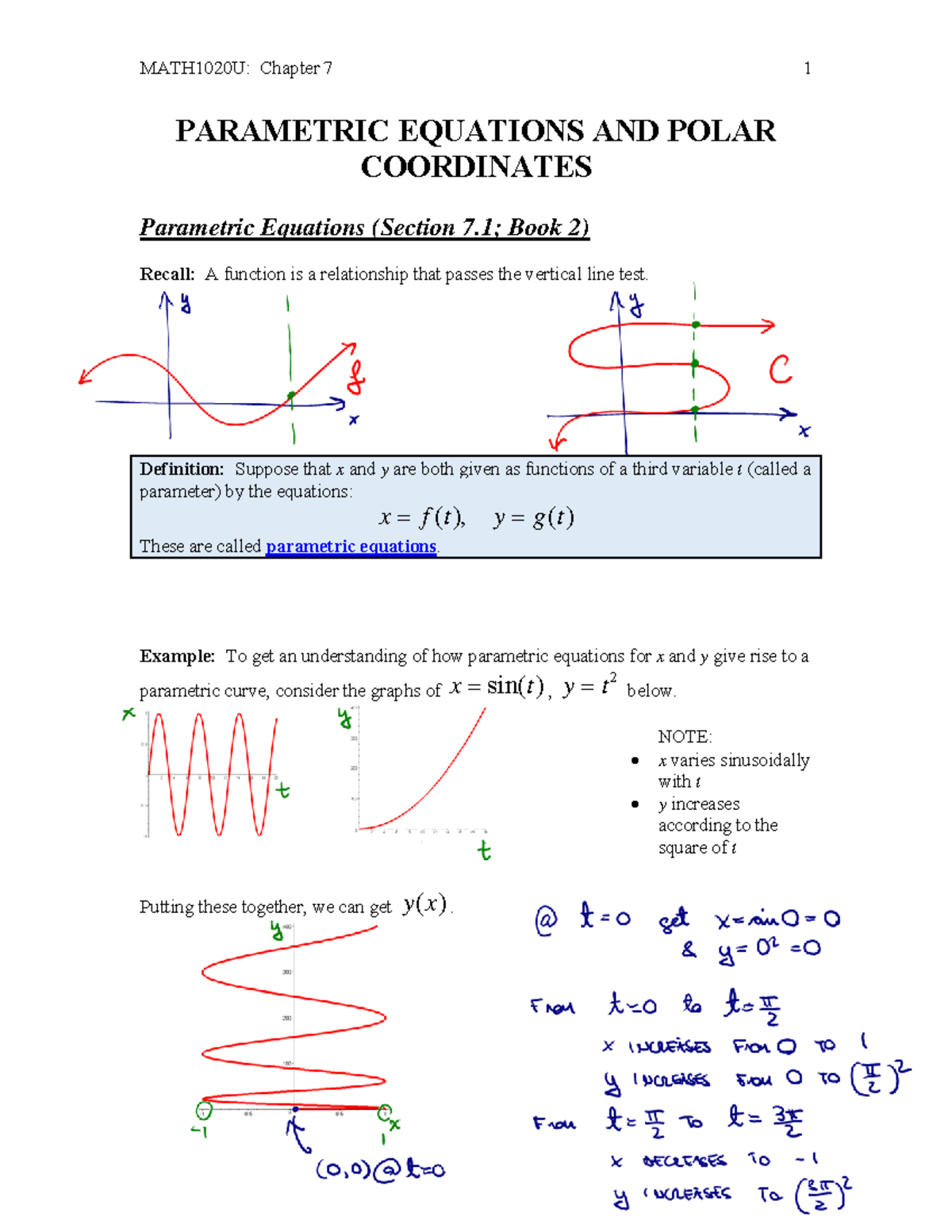 Mod6b parametric Mihai - PARAMETRIC EQUATIONS AND POLAR COORDINATES ...
