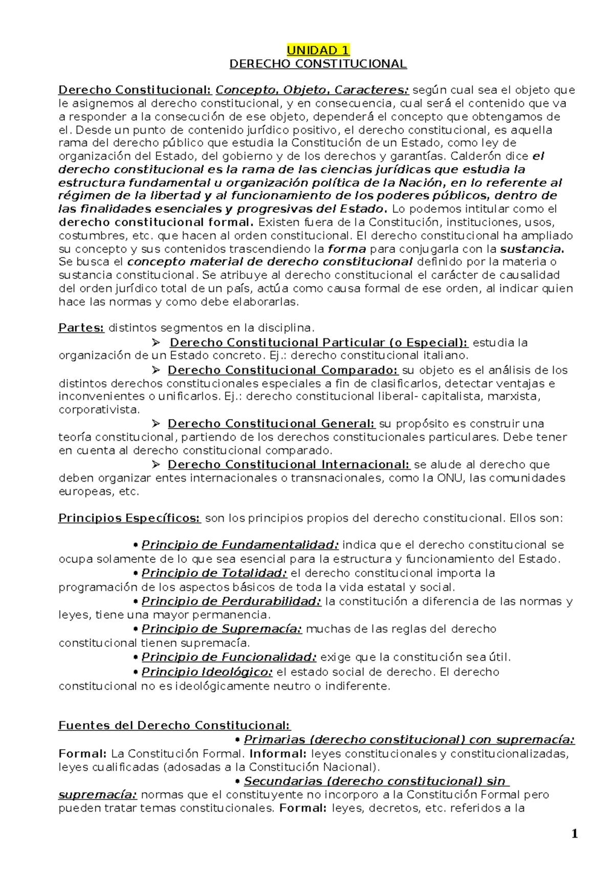 Derecho Constitucional - Resumen PARA Final - UNIDAD 1 DERECHO ...