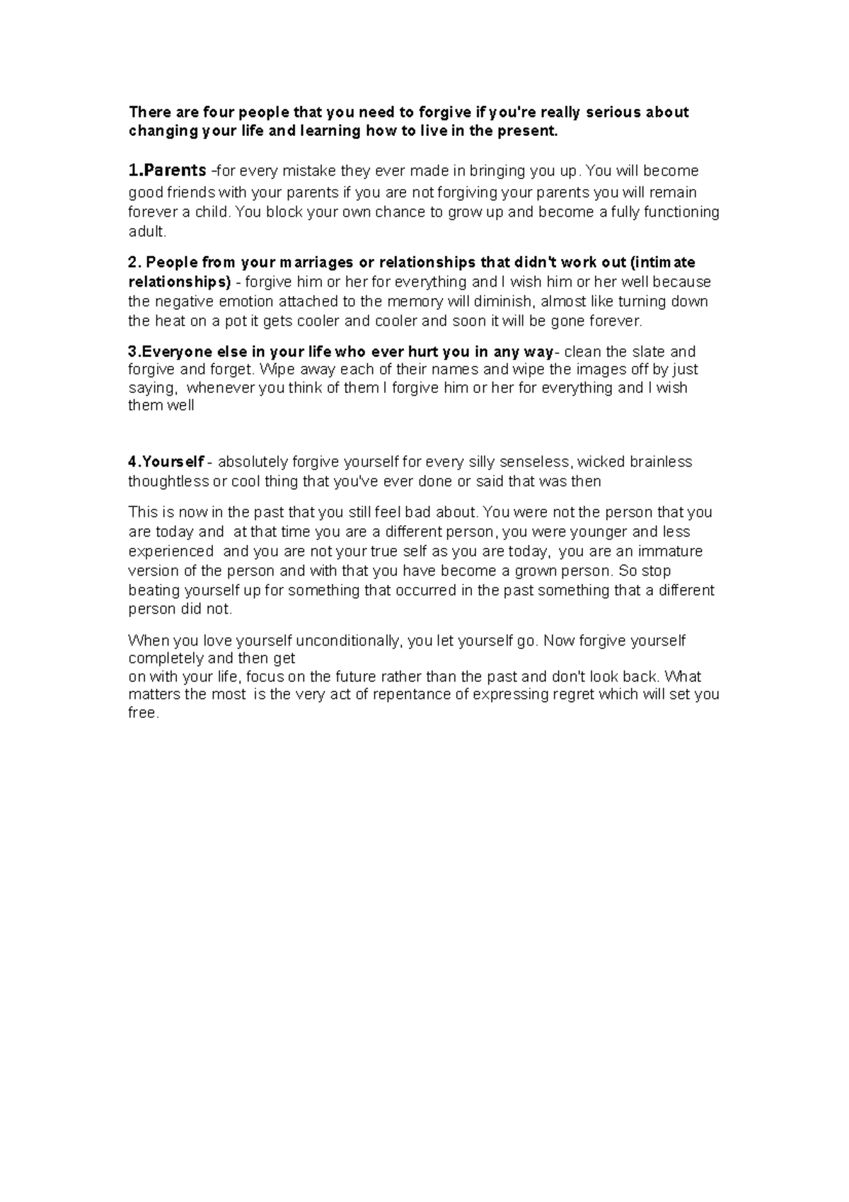 NEED TO Forgive - NOTES IN IRS - There are four people that you need to ...