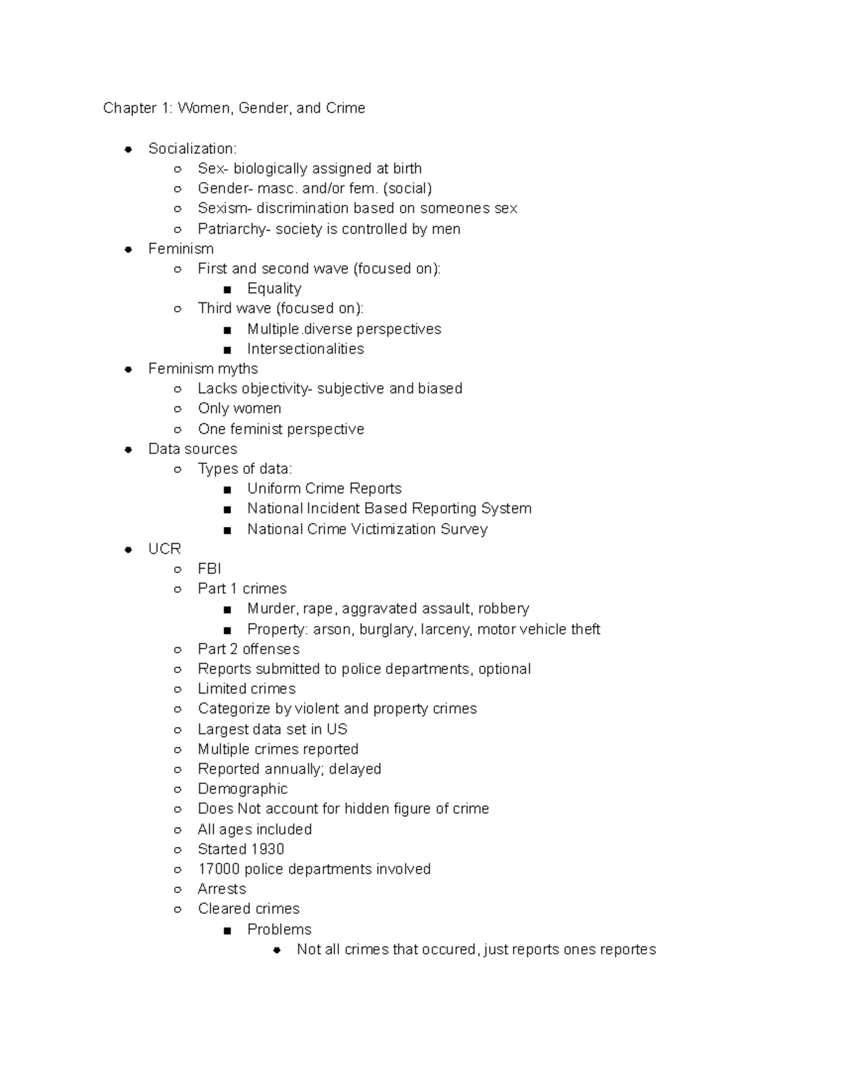 Chapter 1 Women, Gender, And Crime - Chapter 1: Women, Gender, And ...