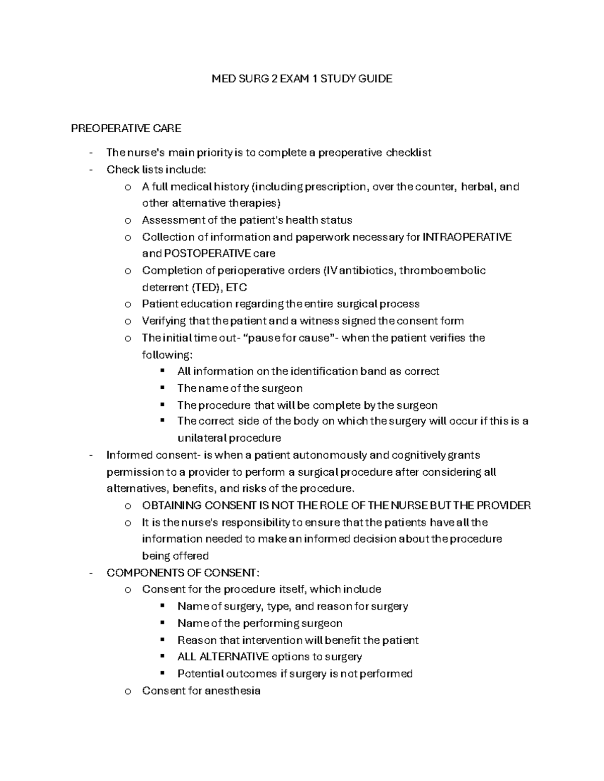MED SURG 2 EXAM 1 Study Guide lili - MED SURG 2 EXAM 1 STUDY GUIDE ...