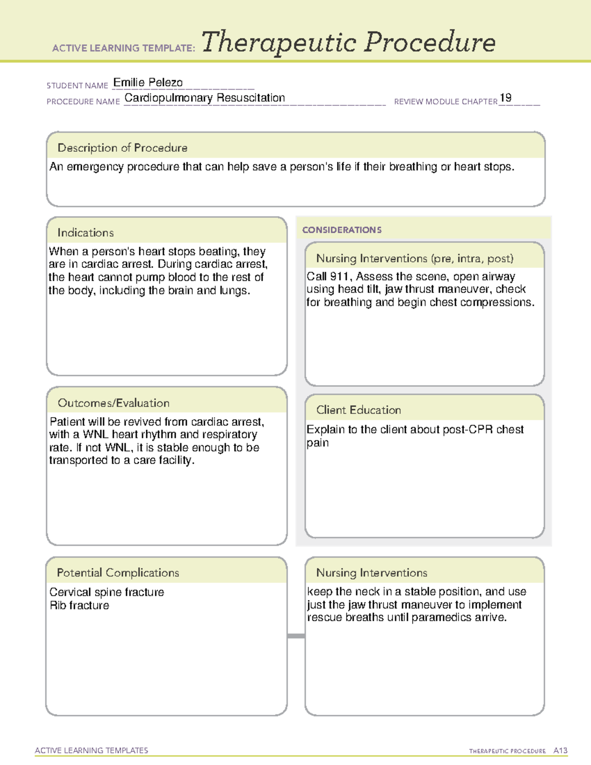 CPR with cervical fracture Concept ATI - ACTIVE LEARNING TEMPLATES ...