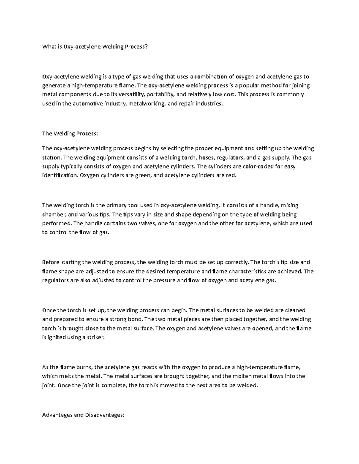 What is Oxyacetylene Welding Process? What is Oxyacetylene Welding