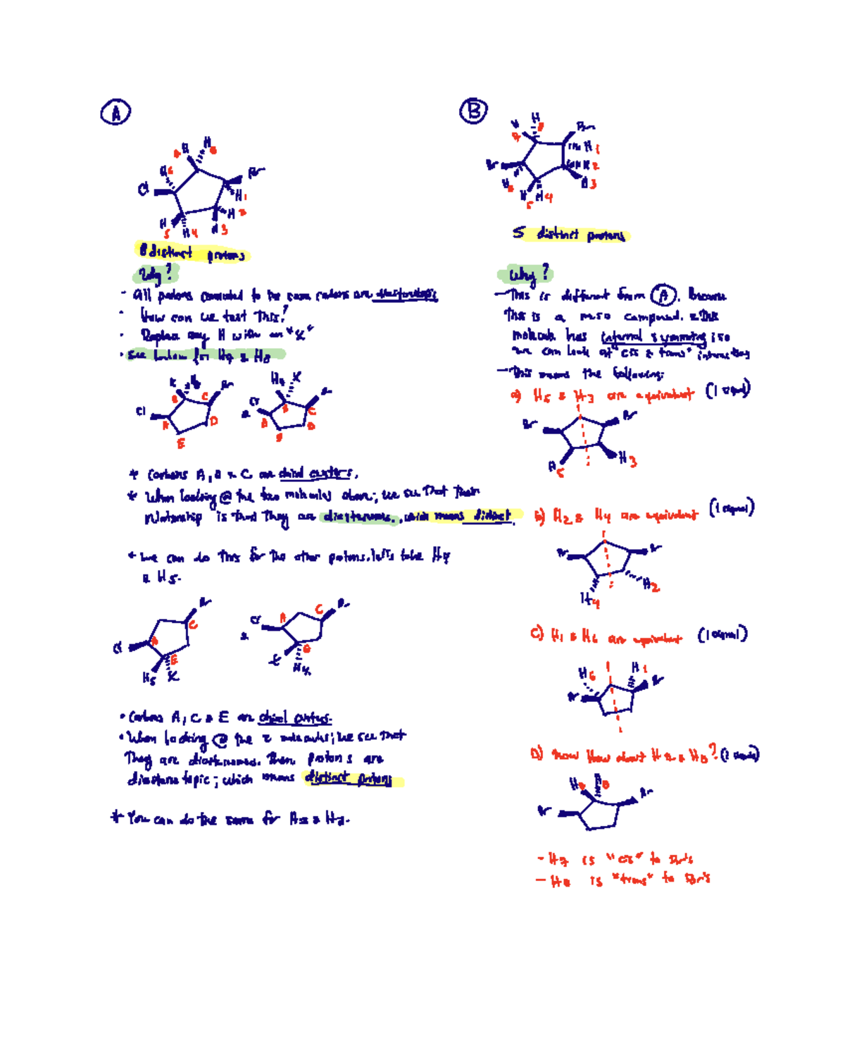 Number of 1H signals Helpful for exam 2 of organich chem 7 EEEE iii