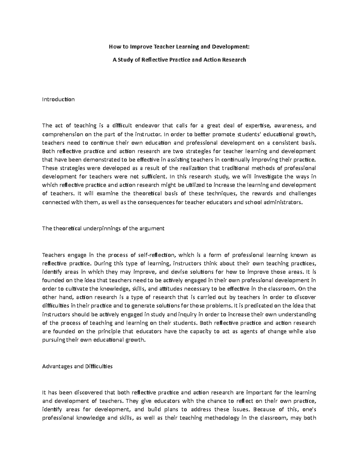 How to Improve Teacher Learning and Development 2 - In order to better ...
