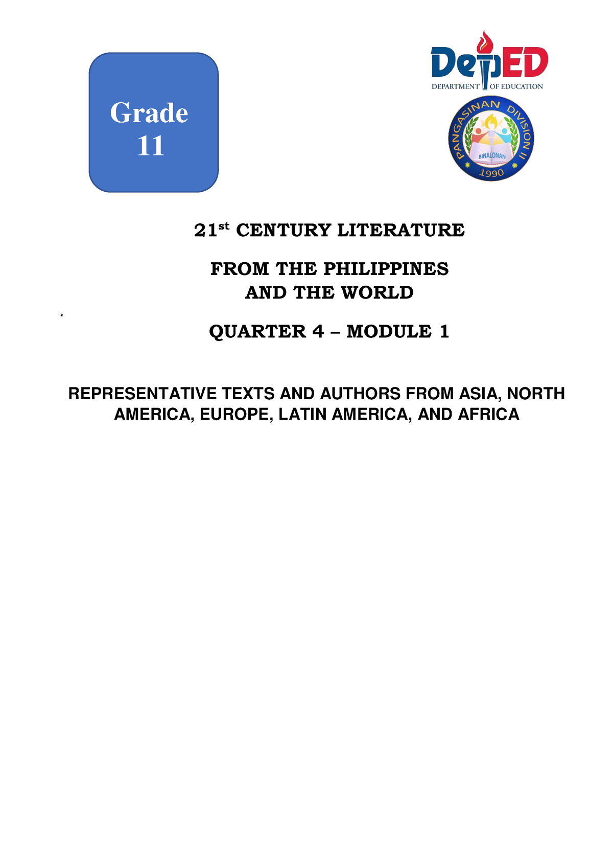 21st-q2-m1 - Nkkl - 21 St CENTURY LITERATURE FROM THE PHILIPPINES AND ...