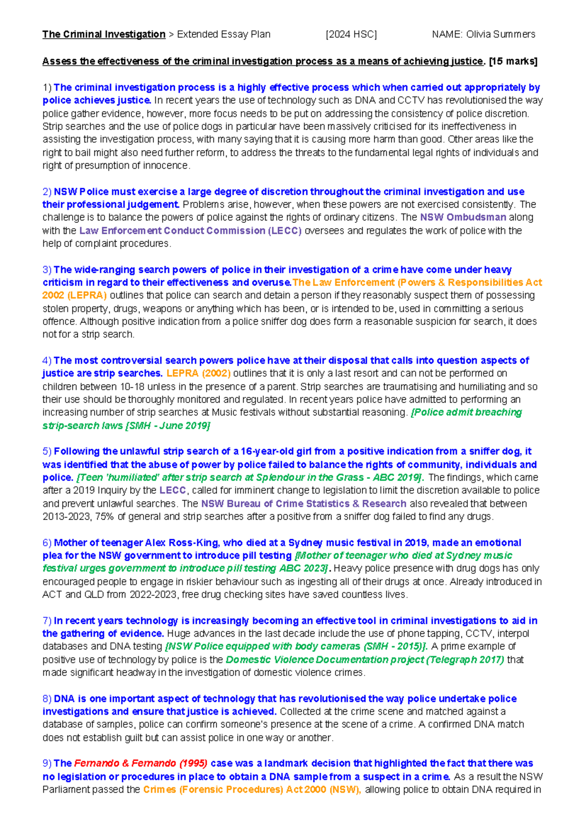 2024 HSC Crime topic 2 - Investigation Essay - The Criminal ...