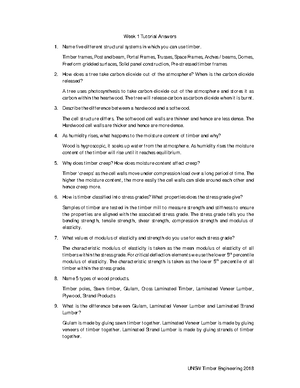 Quiz 1 Timber - Quiz question for first 3 week - CVEN4309 - UNSW Sydney ...