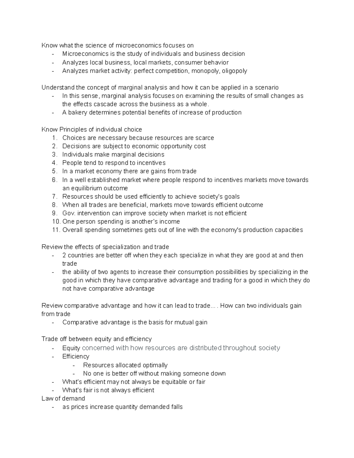 Microeconomics Midterm Study Guide - Know what the science of ...