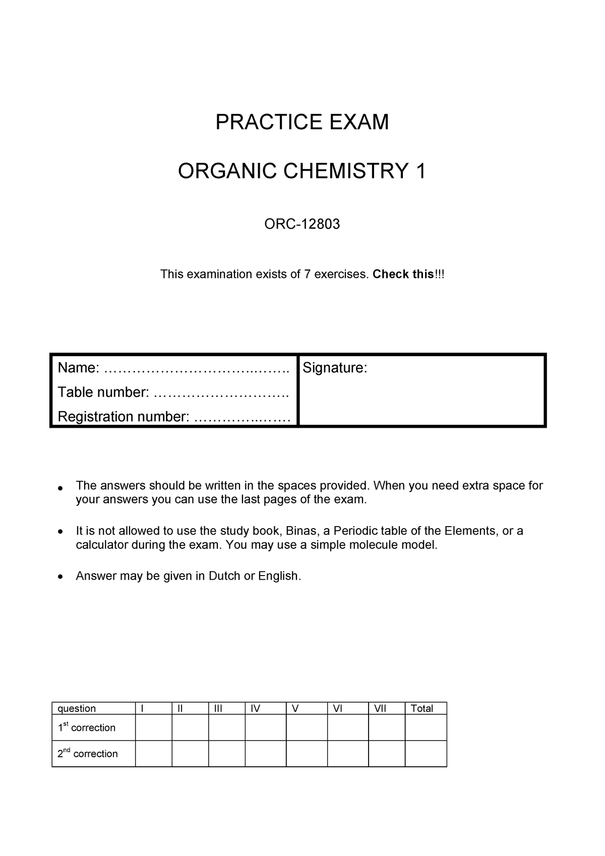 Tenta 2014 Orc 12803 Organic Chemistry 1 Studocu