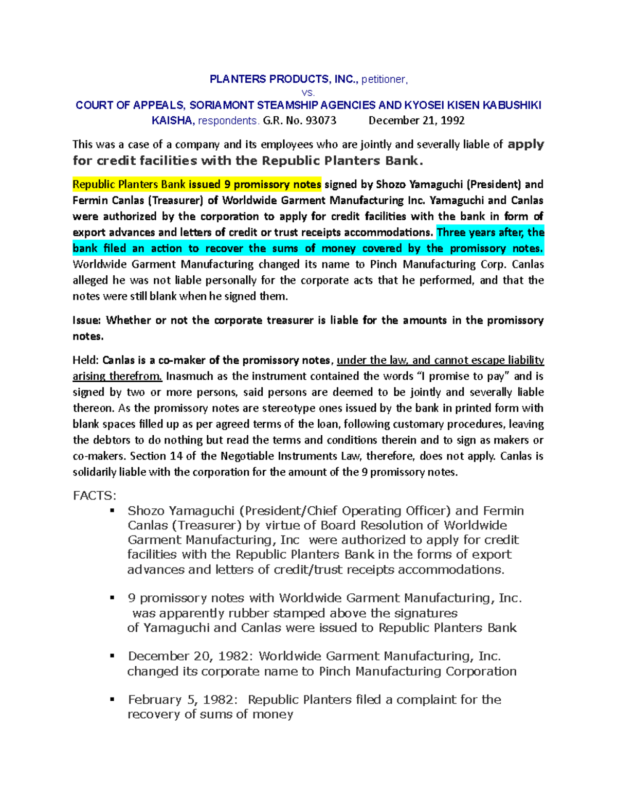 Republic Planters BANK vs CA PLANTERS PRODUCTS, INC., petitioner, vs