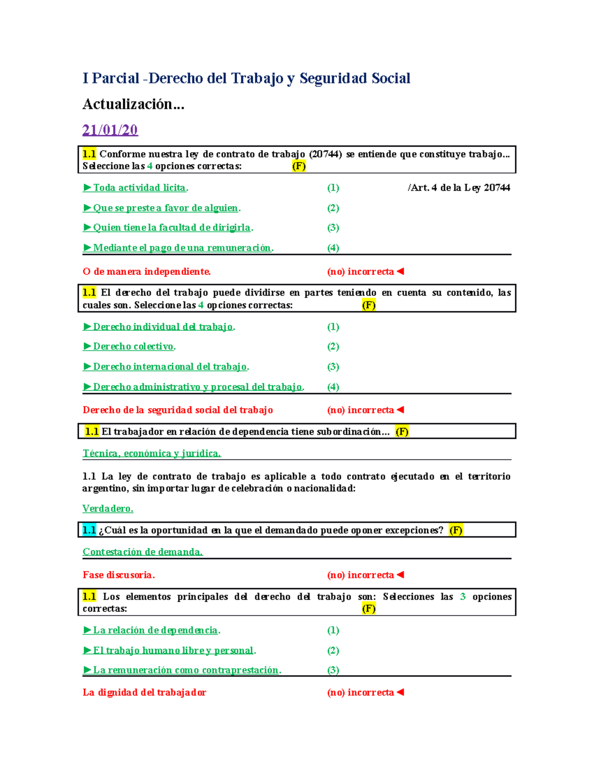 1er parcial|| derecho del trabajo y seguridad social - Derecho del ...