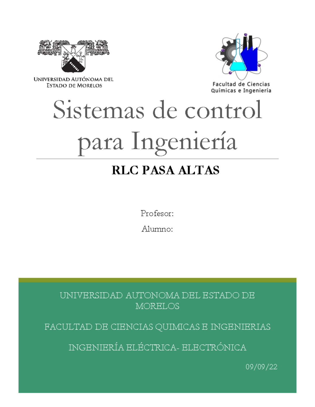 Circuito Rlc Serie Pasa Altas Universidad Autonoma Del Estado De Morelos Facultad De Ciencias