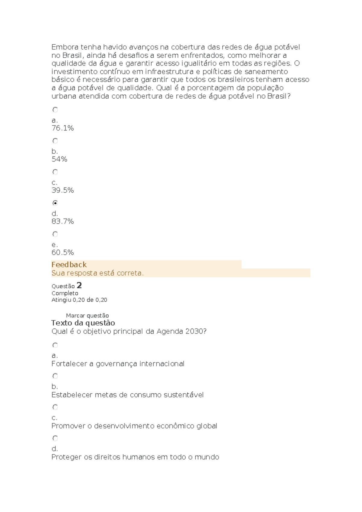 Prova - ACE Sustentabilidade - Embora tenha havido avanços na cobertura ...