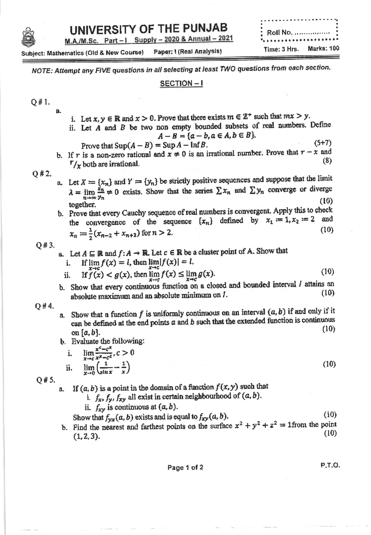 M - This is very important notes - UNIVERSITY OF THE PUNJAB t'r