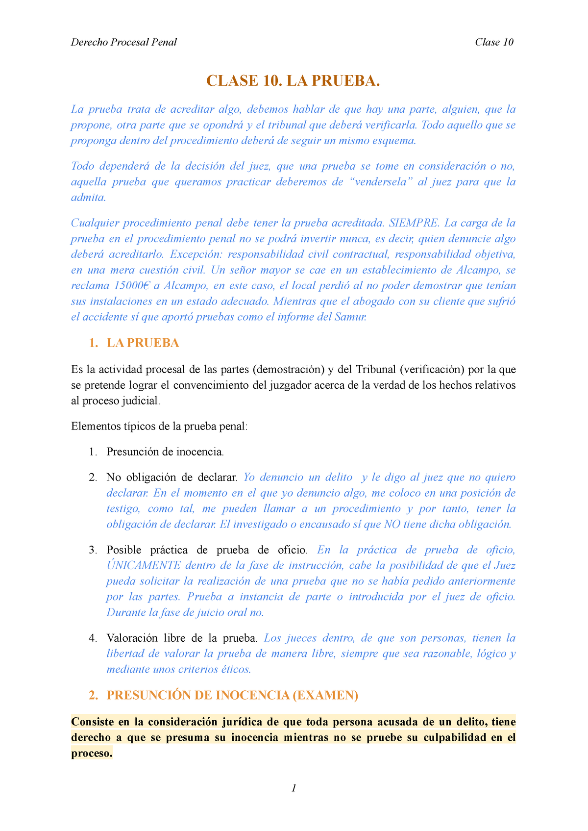 Clase Derecho Procesal La Prueba En El Proceso Judicial Derecho Procesal I Studocu