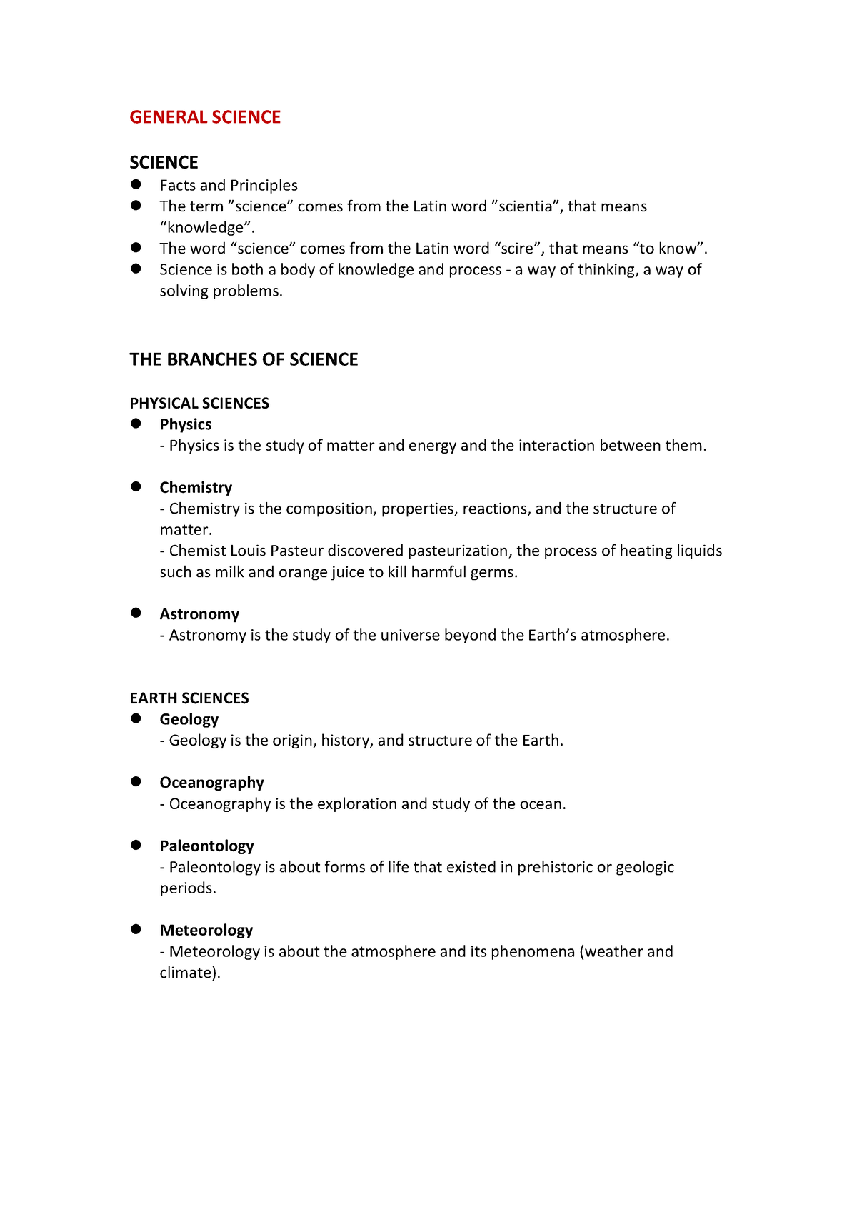 General Science - GENERAL SCIENCE SCIENCE Facts and Principles The term ...