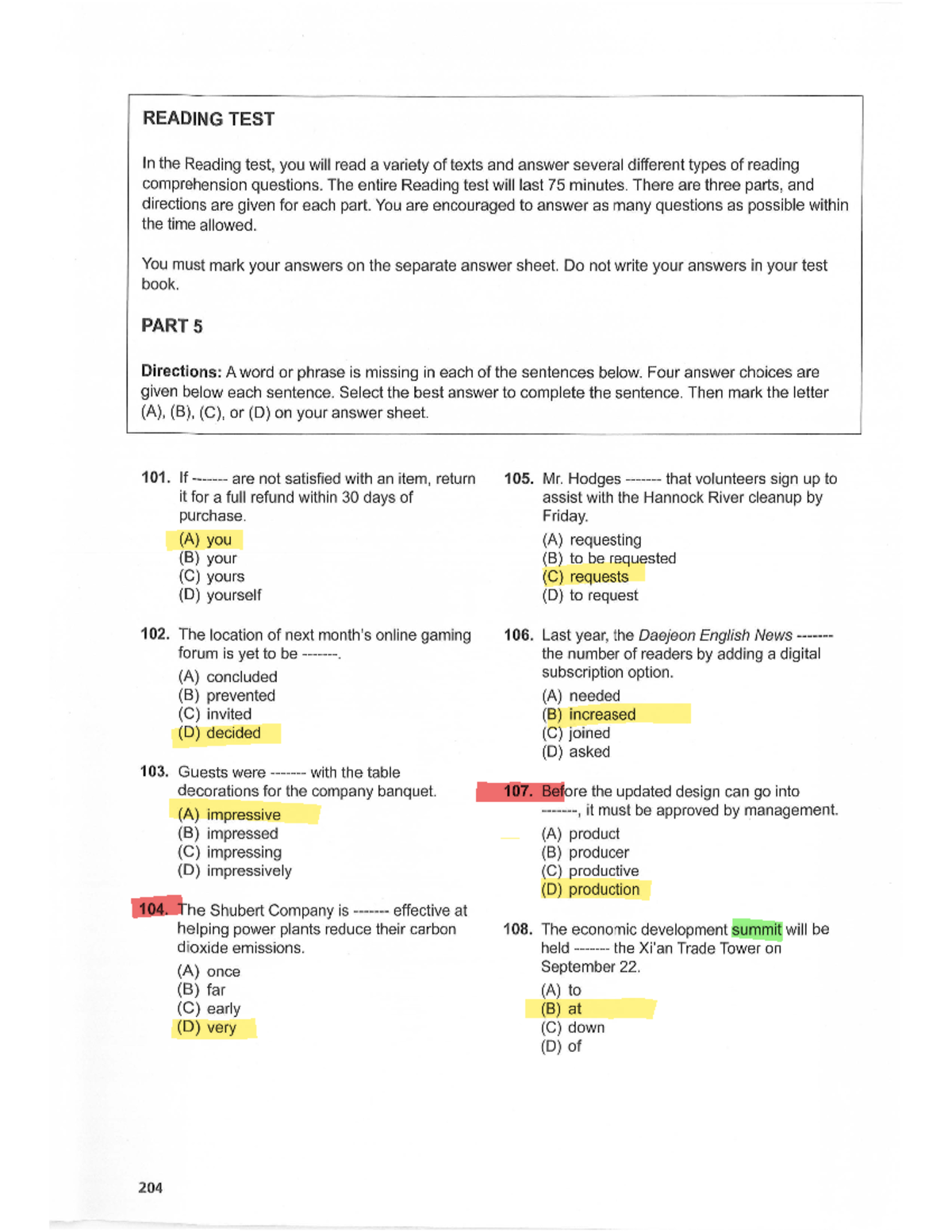 TEST 7 PART 5-6 - abrfbhr - READING TEST In the Reading test, you will ...