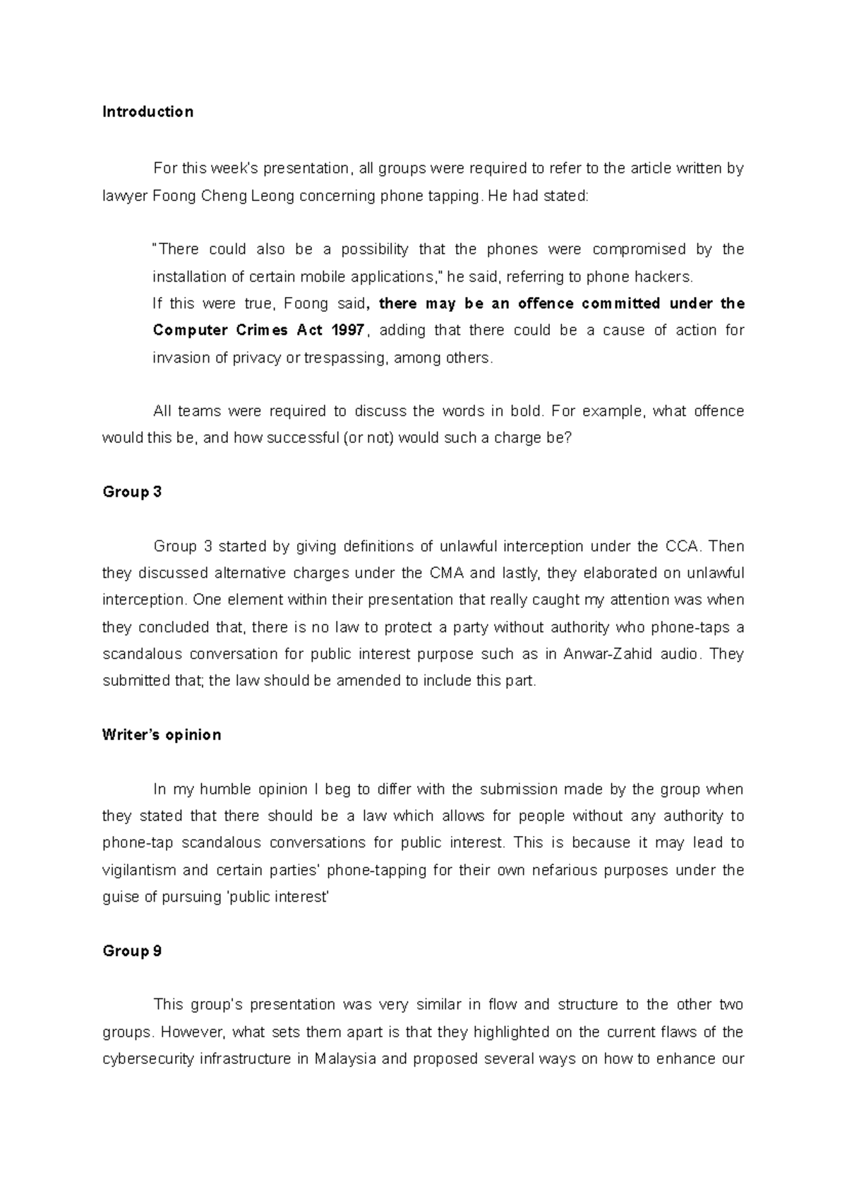 WEEK 3 Report on Presentations - Introduction For this week’s ...