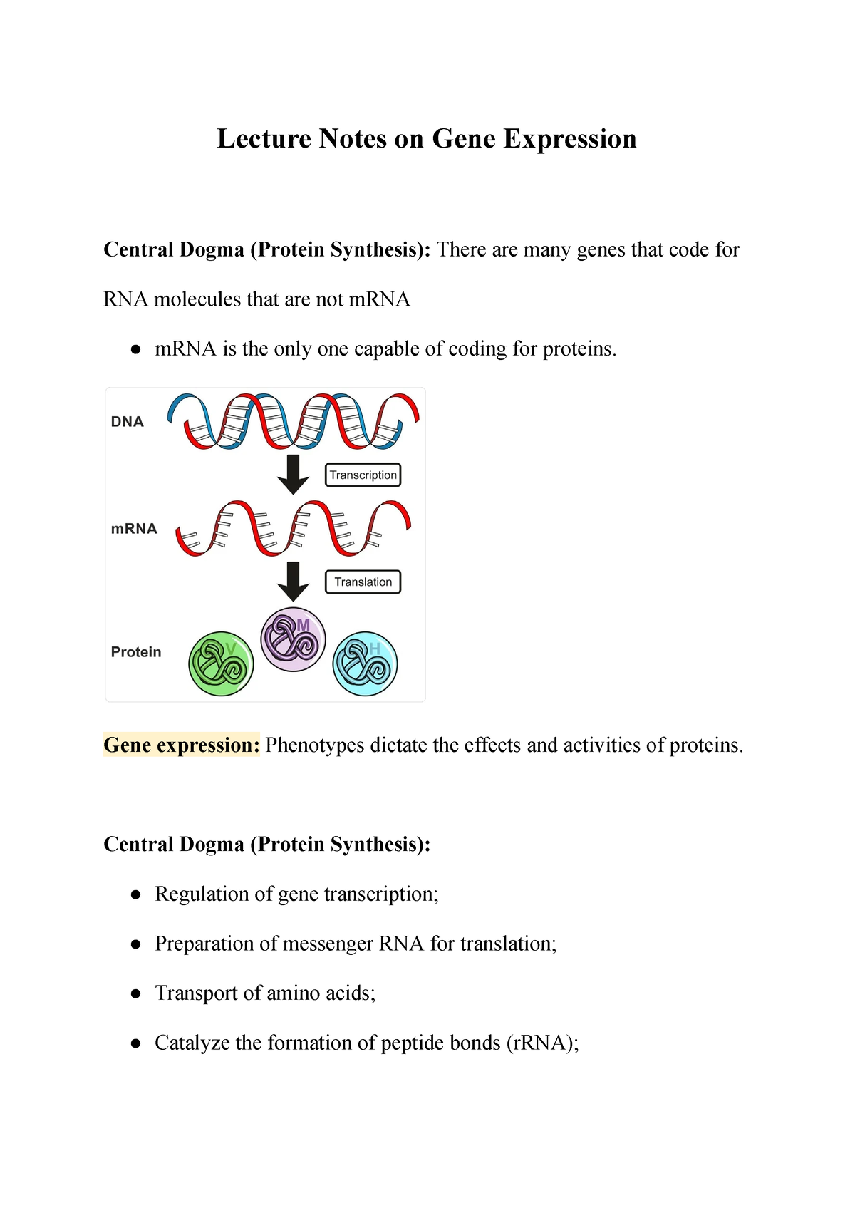 Lecture Notes On Gene Expression - Lecture Notes On Gene Expression ...