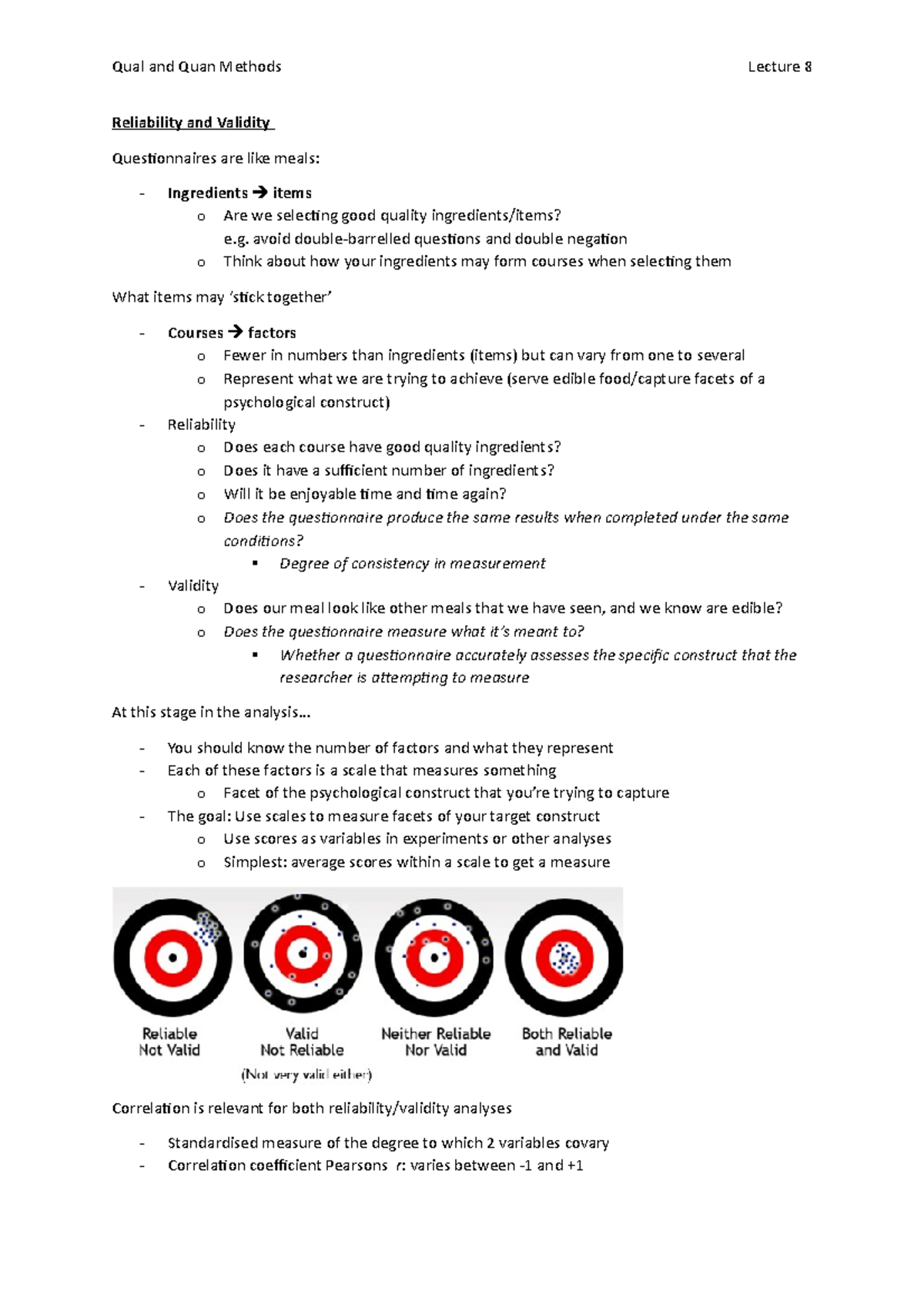 Lecture 8 - Reliability And Validity - Reliability And Validity ...