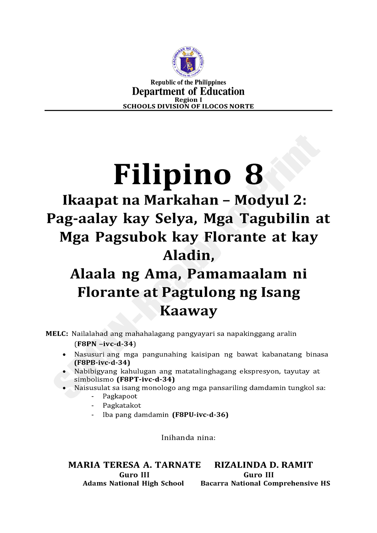 Filipino 8 Module 2 - Republic Of The Philippines Department Of ...