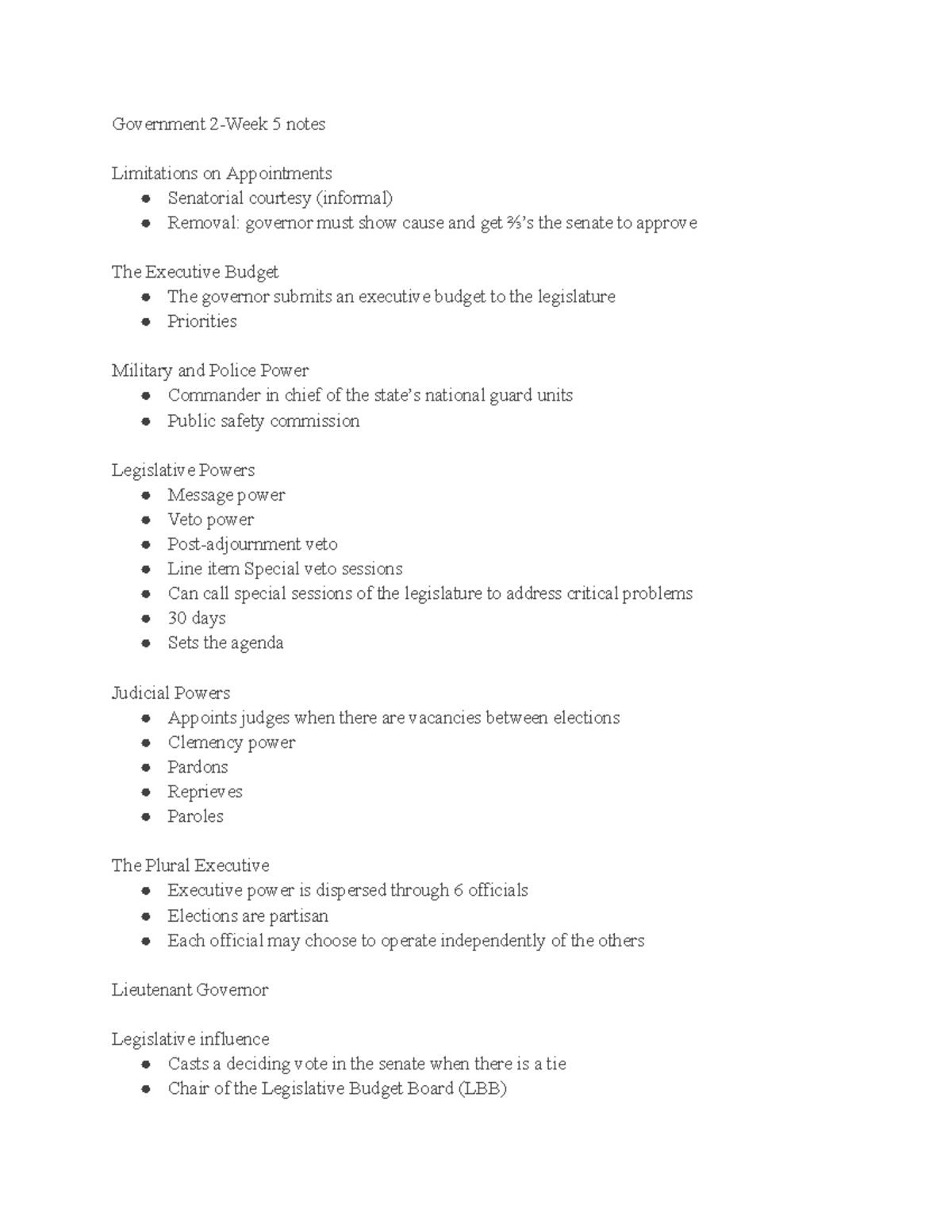 Government 2-Week 5 notes - Government 2-Week 5 notes Limitations on ...