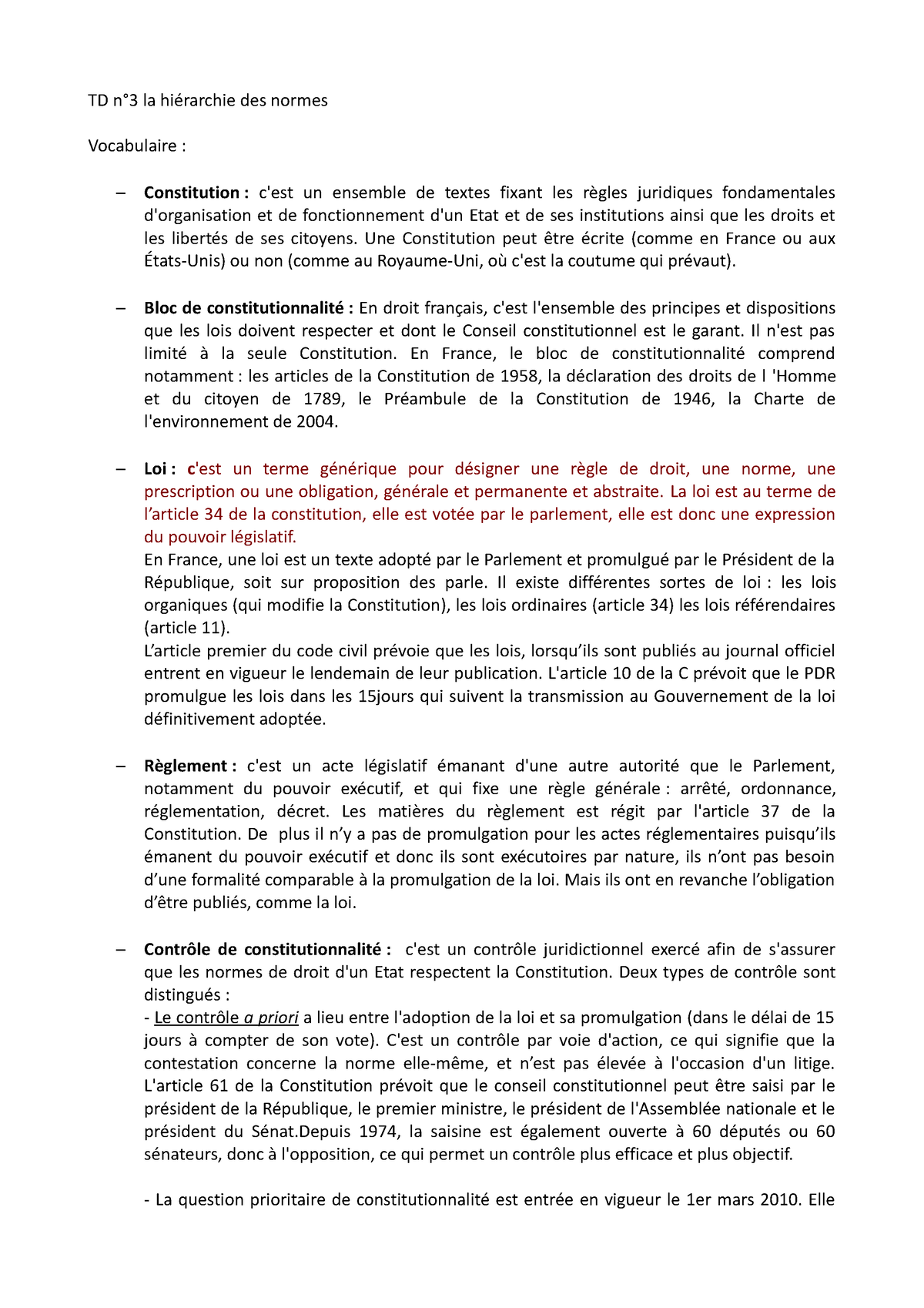 dissertation juridique la hierarchie des normes