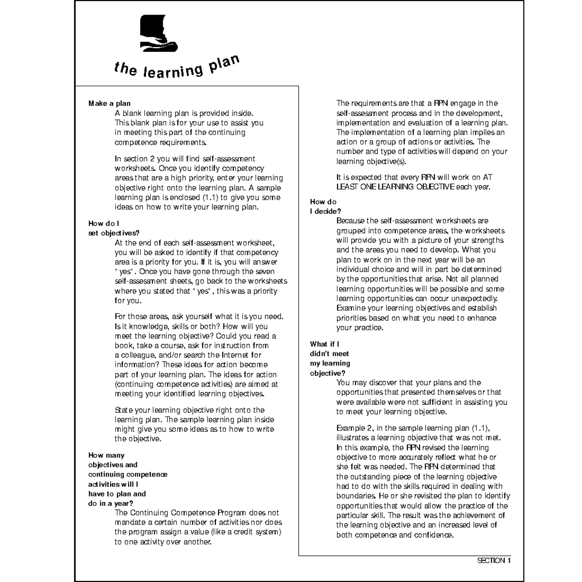 Learningplan - Qa Cno - Make a plan A blank learning plan is provided ...