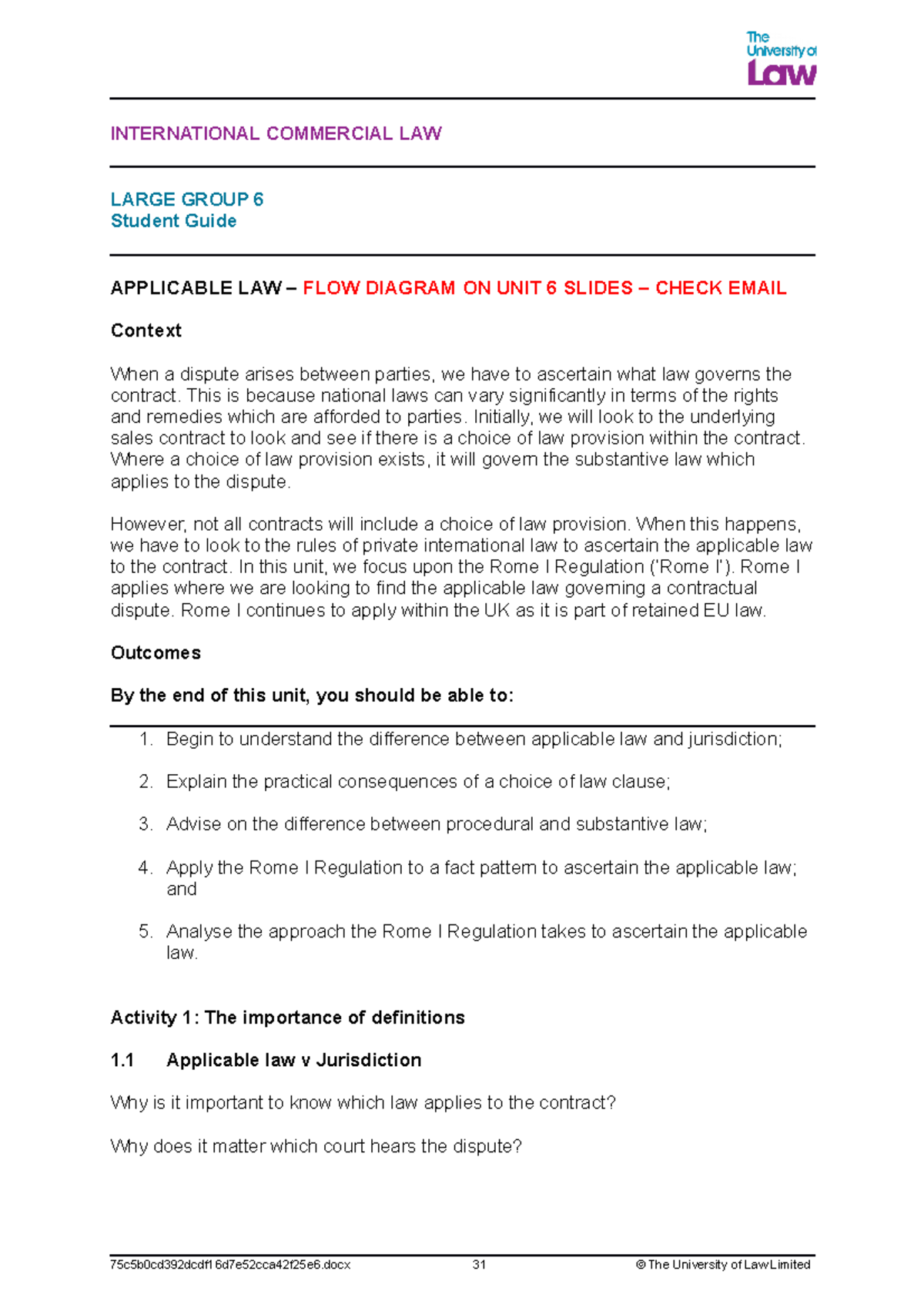2324 icl lg06 ce01 student guide - INTERNATIONAL COMMERCIAL LAW LARGE ...