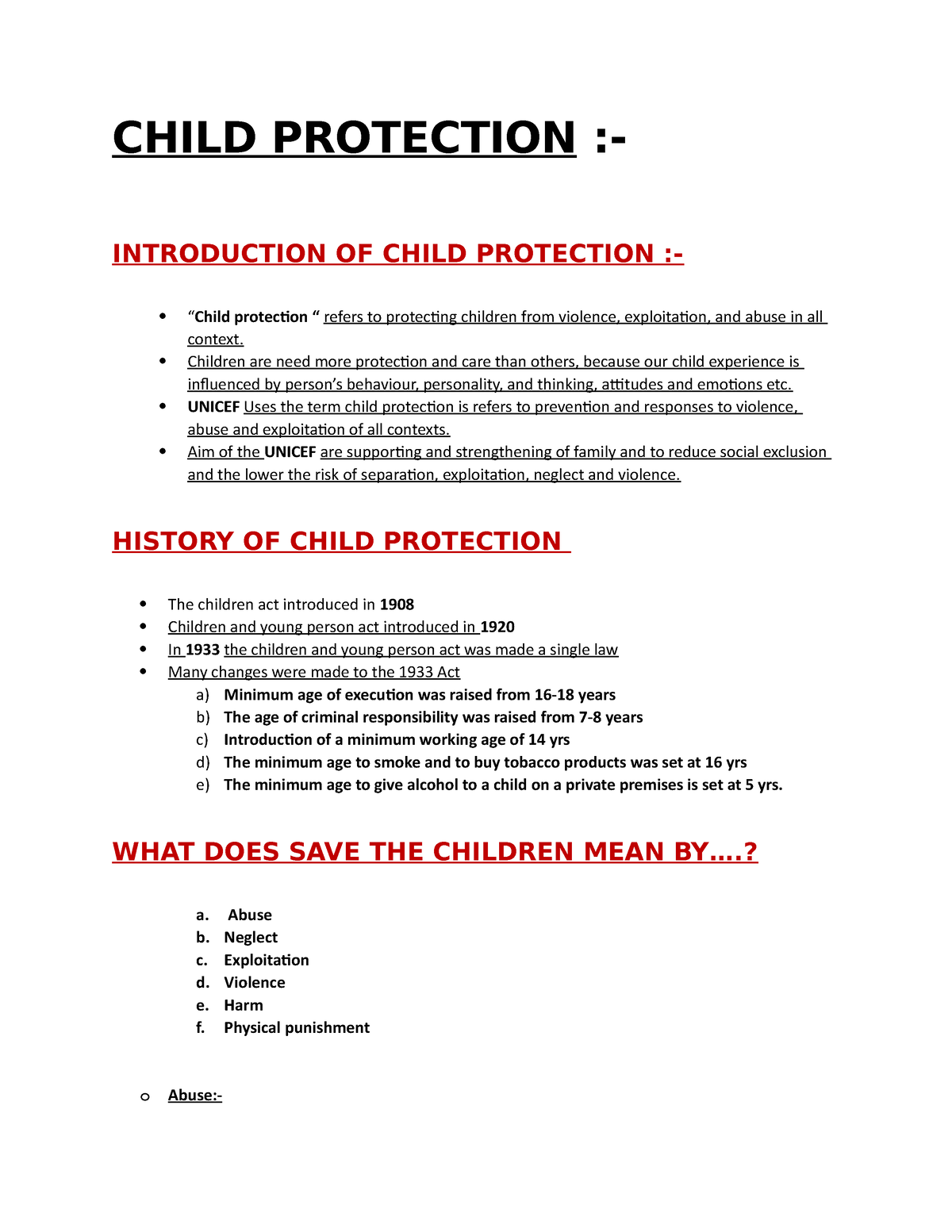 essay on child protection