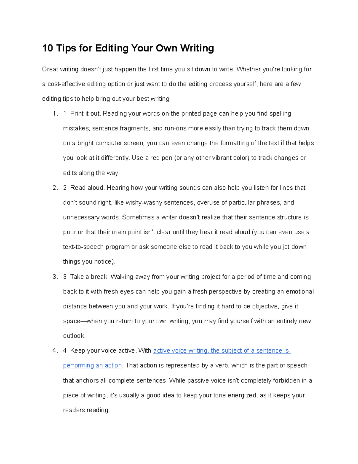 10 Tips for Editing Your Own Writing - 10 Tips for Editing Your Own ...