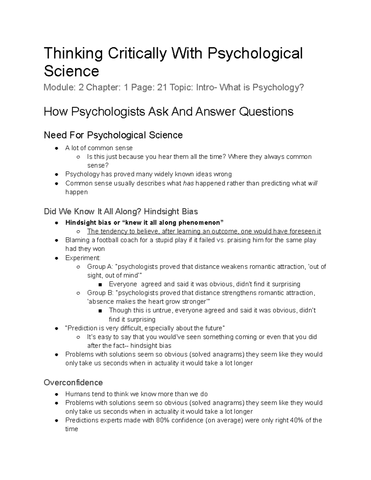 unit 2 critical thinking questions psychology