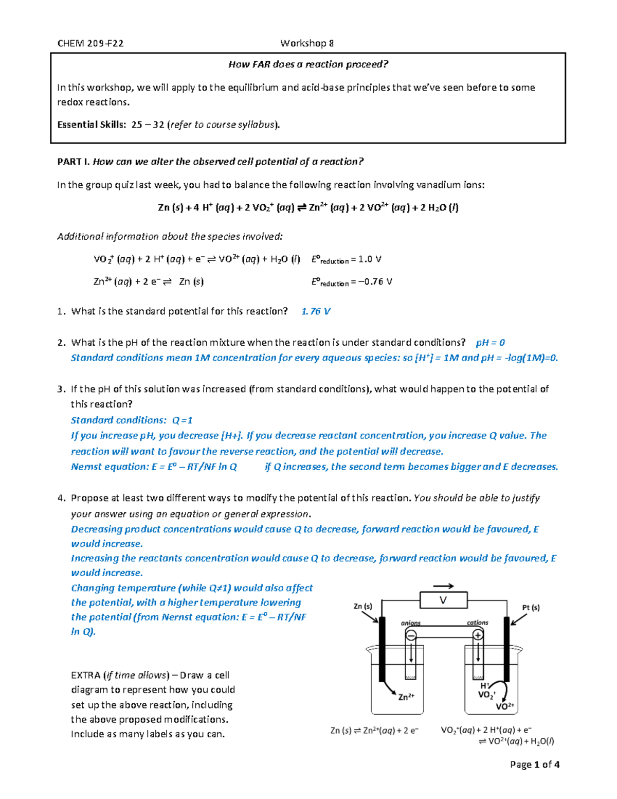 8 Answers Electrochemistry Practice How FAR does a