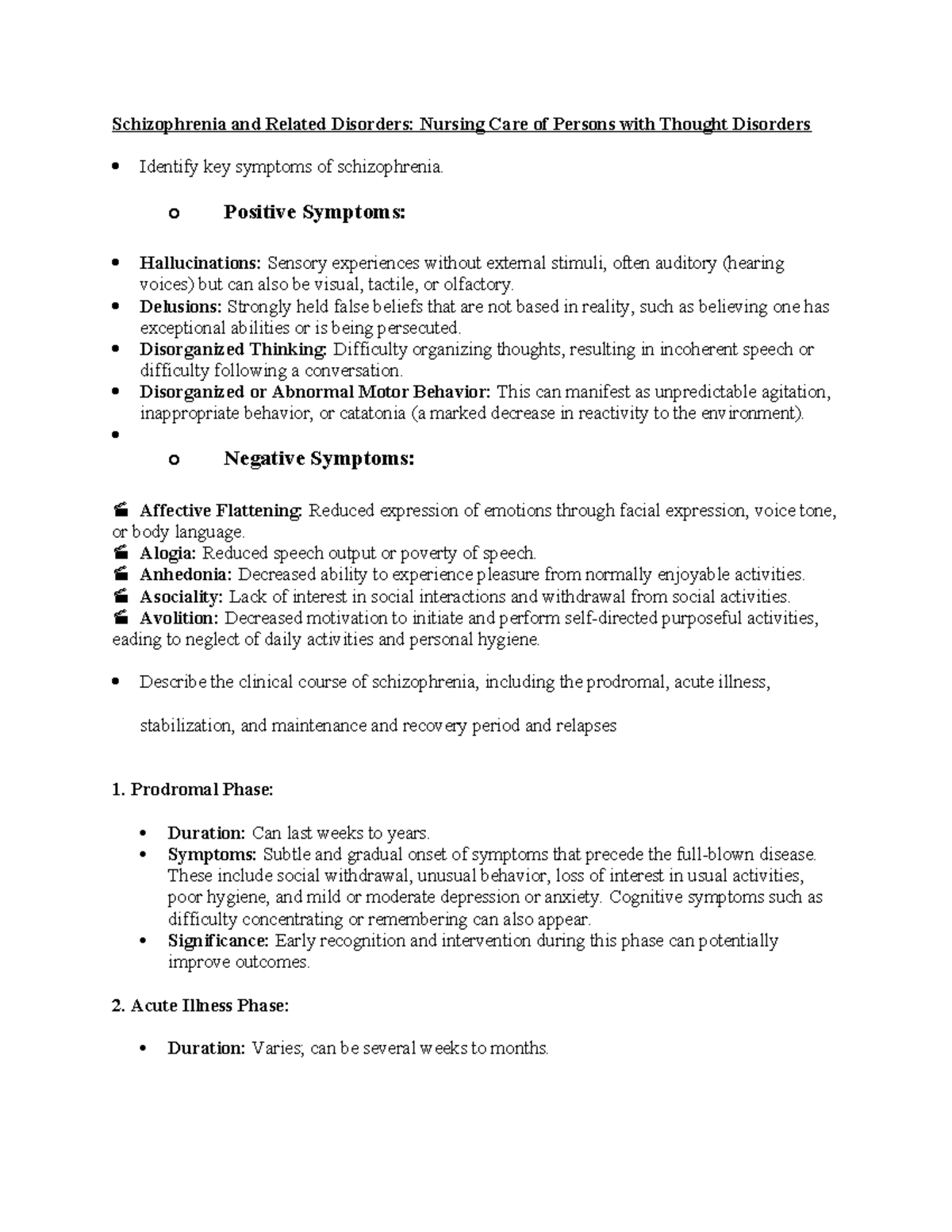Study Guide Updated - mental health exam review - Schizophrenia and ...