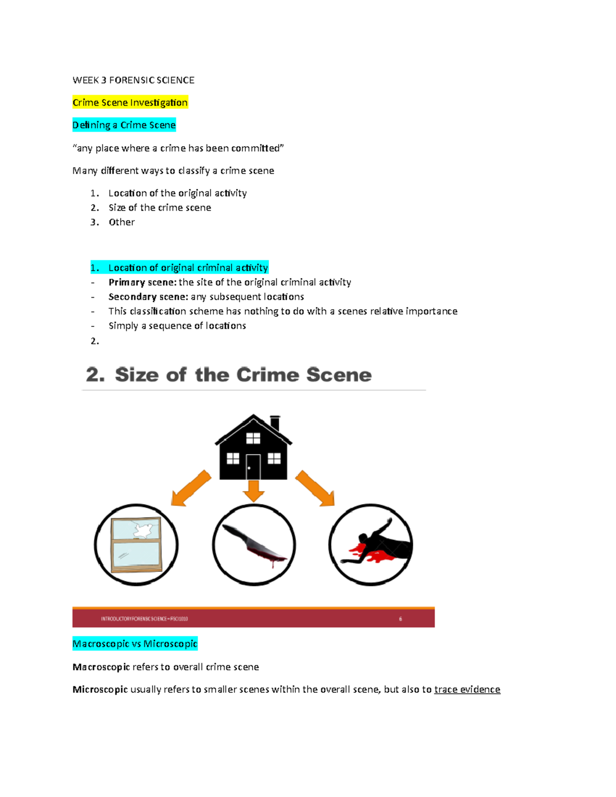 WEEK 3 Forensic Science - WEEK 3 FORENSIC SCIENCE Crime Scene ...