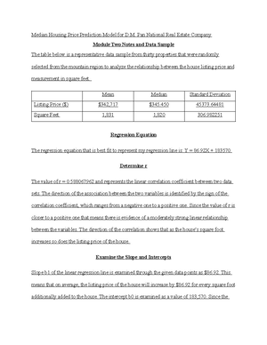 Project One - MAT240 - Median Housing Price Prediction Model for D. M ...