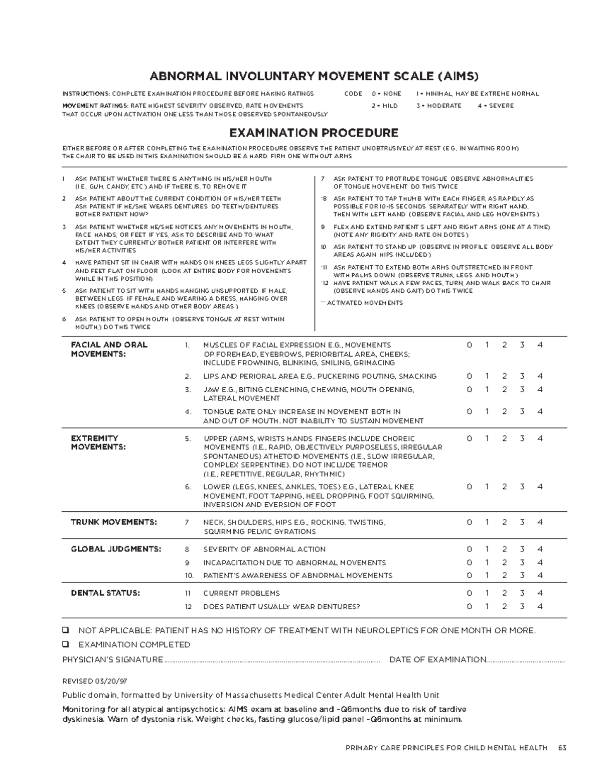 Aims-rating-scale - Aims-rating-scale - PRIMARY CARE PRINCIPLES FOR ...