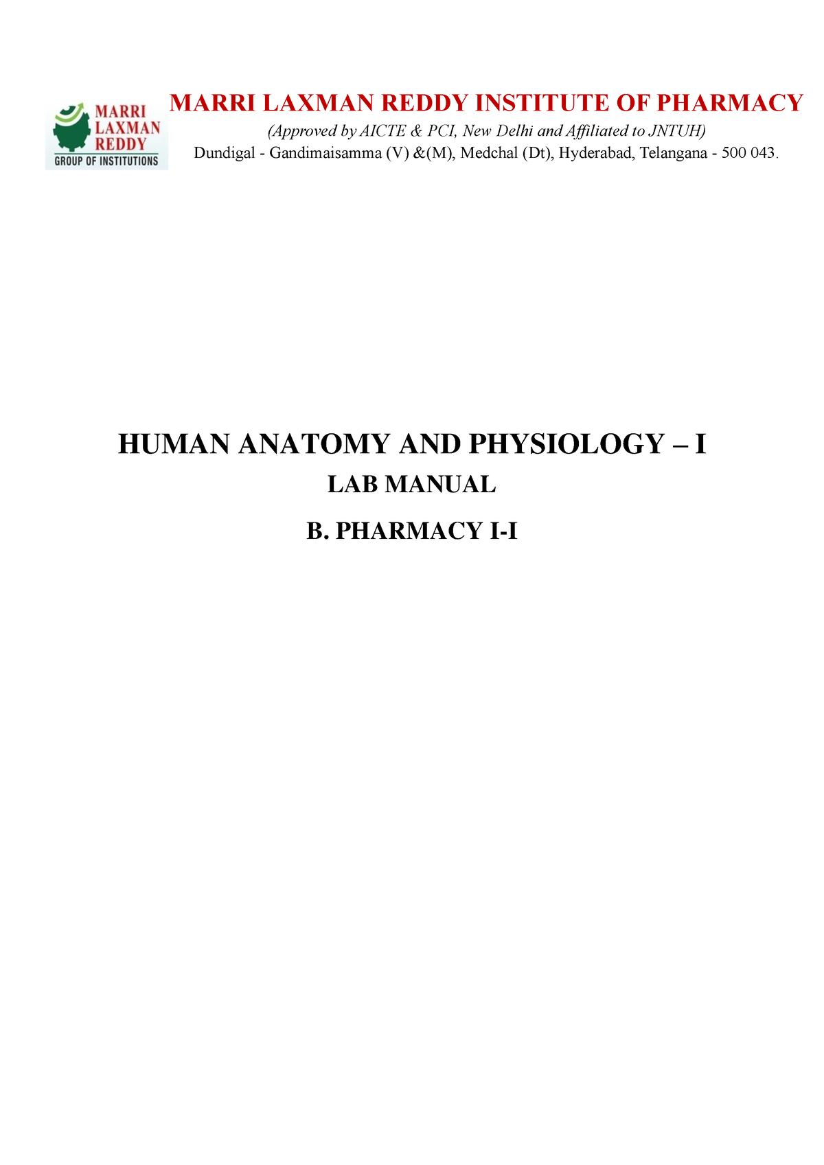 Human Anatomy Physiology I LAB Manual - HUMAN ANATOMY AND PHYSIOLOGY ...