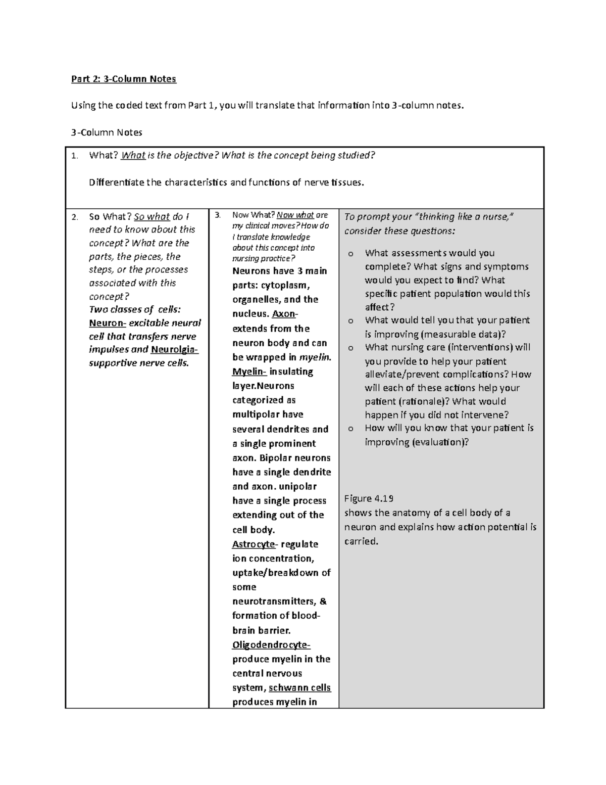 3column Notes for study Part 2 3Column Notes Using the coded text