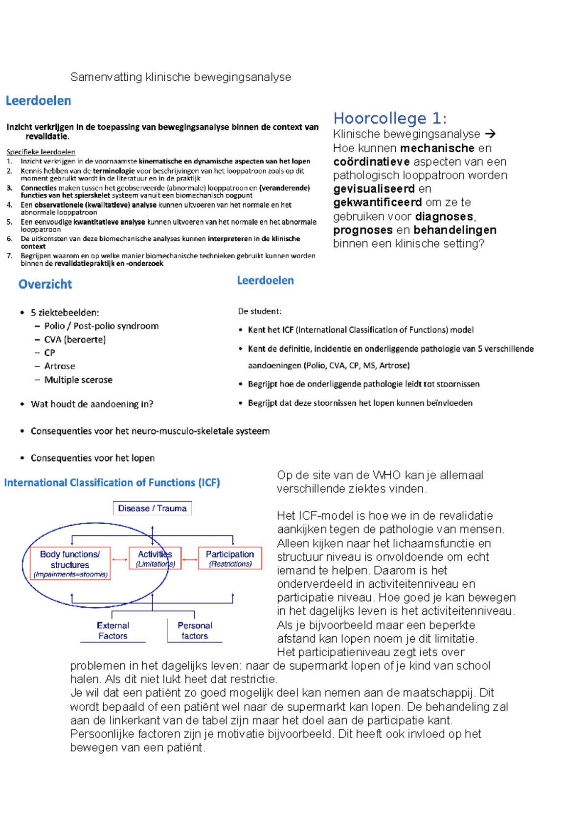 Samenvatting Klinische Bewegingsanalyse - Samenvatting Klinische ...