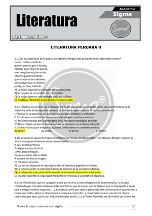 18. Literatura Claves- PERÚ IIg - LITERATURA PERUANA II ¿Qué característica  de la poesía de Mariano - Studocu