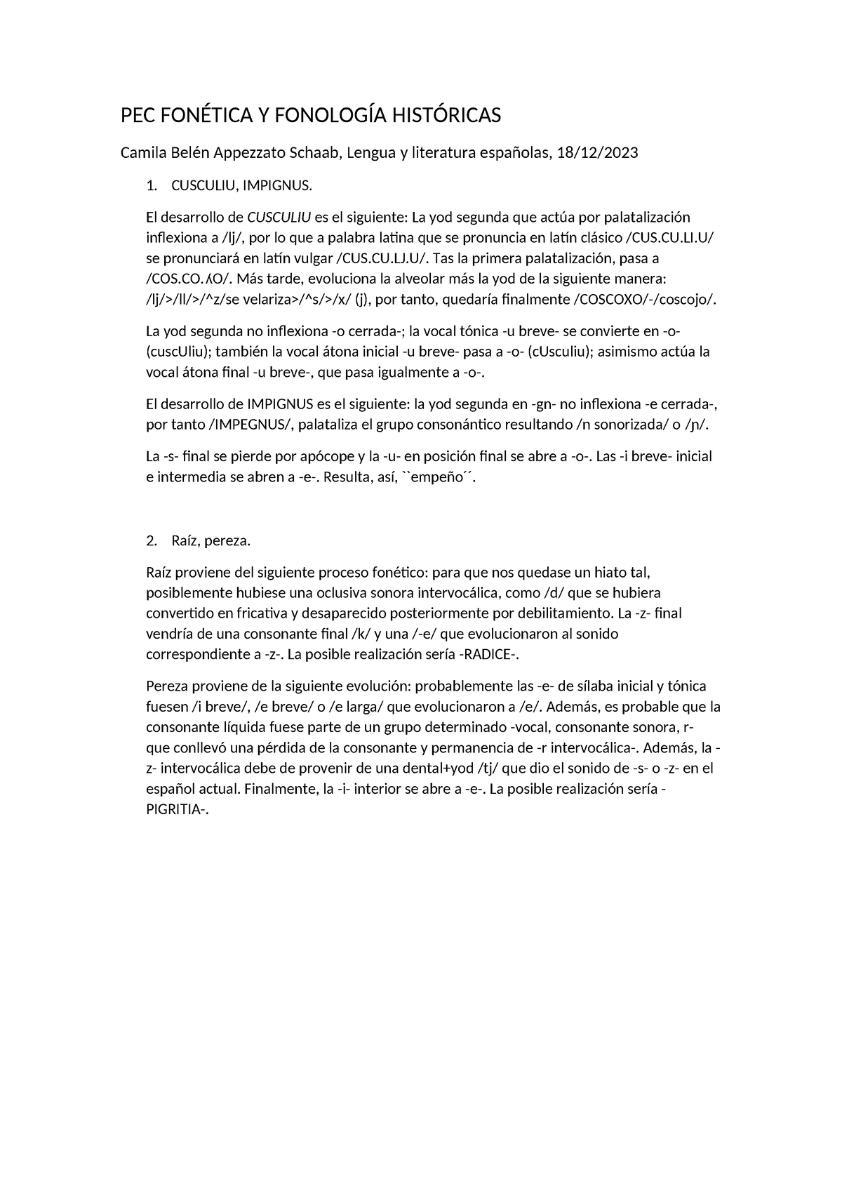 Pec Ff Camila Appezzato Pec FonÉtica Y FonologÍa HistÓricas Camila Belén Appezzato Schaab 6715