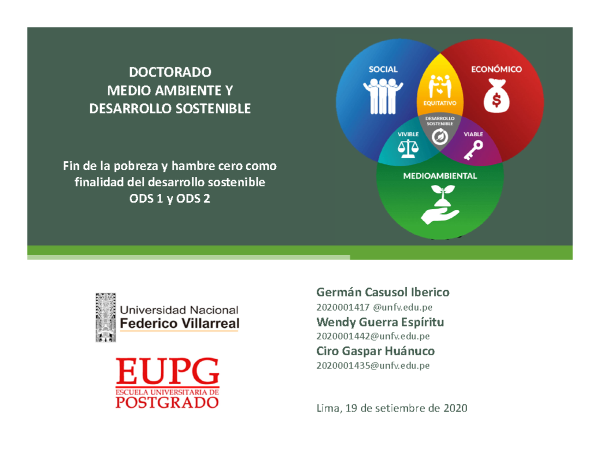 Grupo 1 Fin de la pobreza y hambre cero - DOCTORADO MEDIO AMBIENTE Y ...