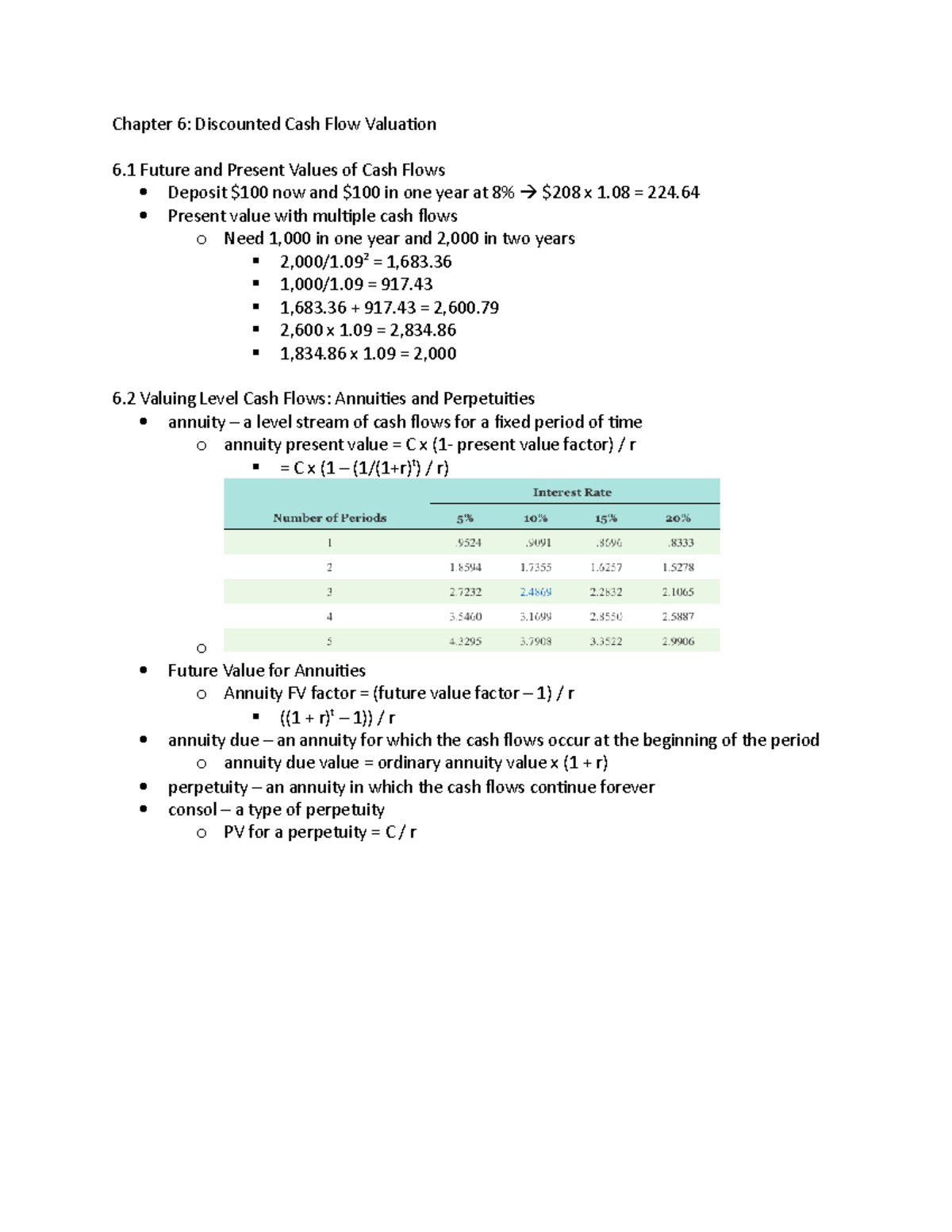 Chapter 6- Discounted Cash Flow Valuation - Present Value With Multiple ...