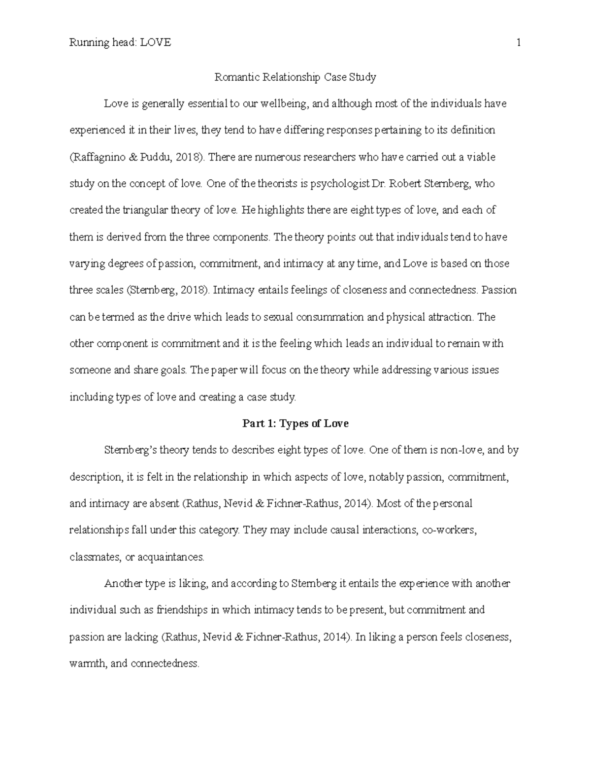 Romantic Relationship Case Study - There are numerous researchers who ...