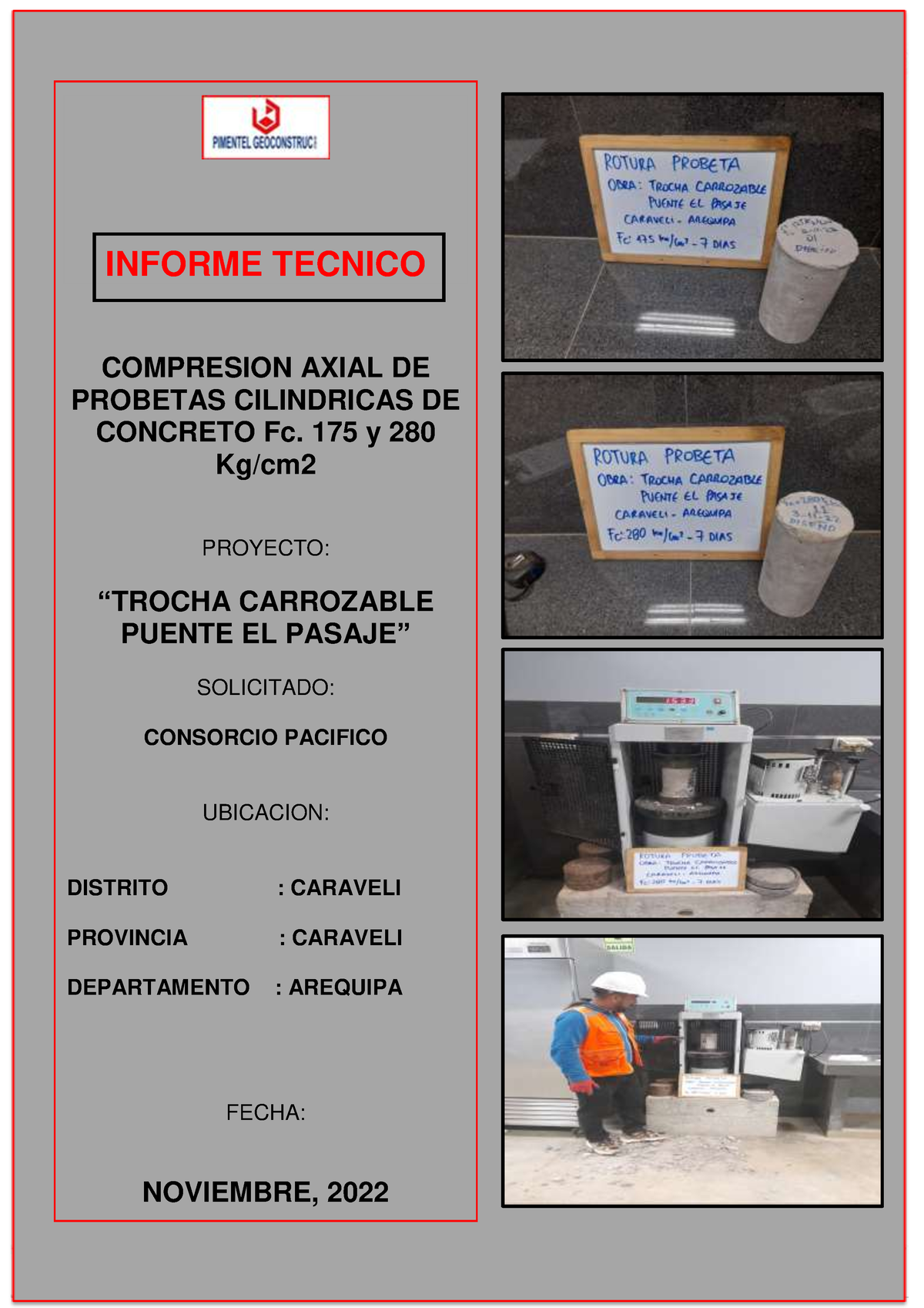 Certificados Probetas Diseño (Lab. Lima) - INFORME TECNICO COMPRESION ...