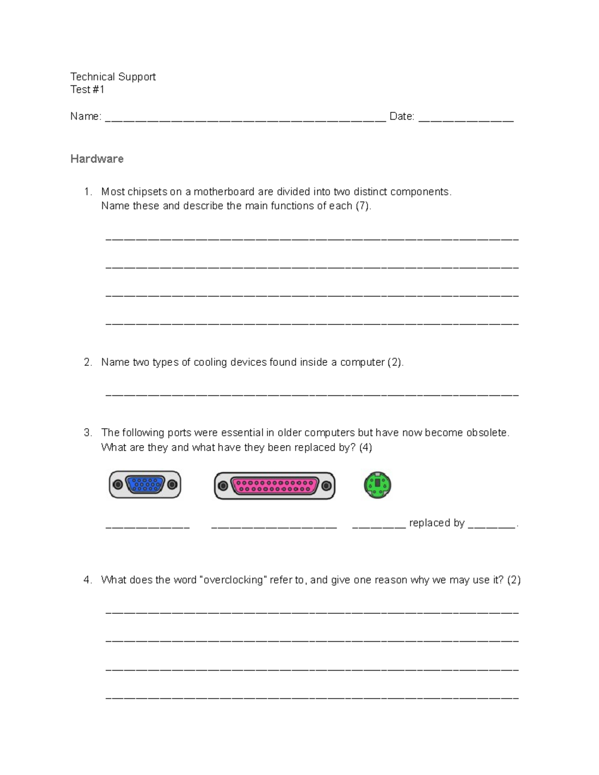 Test April, questions - Technical Support Test #1 Name: - Studocu